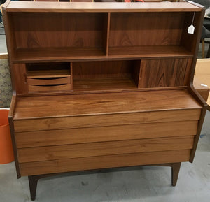 Mid-Century Teak Pull-Out Desk & Bookcase