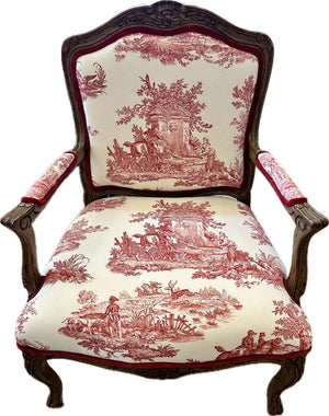 Red & White Toile French Style Chair