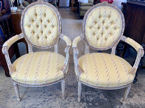 PAIR/Antique Tufted French Chairs