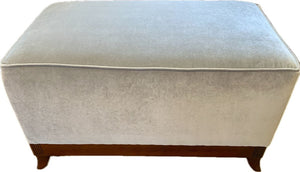 Newly Upholstered Custom Grey Velvet Designer Ottoman