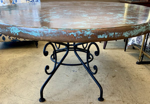 Arhaus Arabesque Oval Copper Top Table with Iron Legs