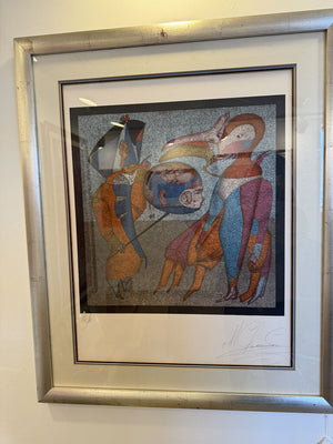 Mihail Chemiakin, Ltd Edition Color Serigraph, Signed in Silver Frame