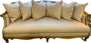 French Style Down Filled Sofa in Raw Silk